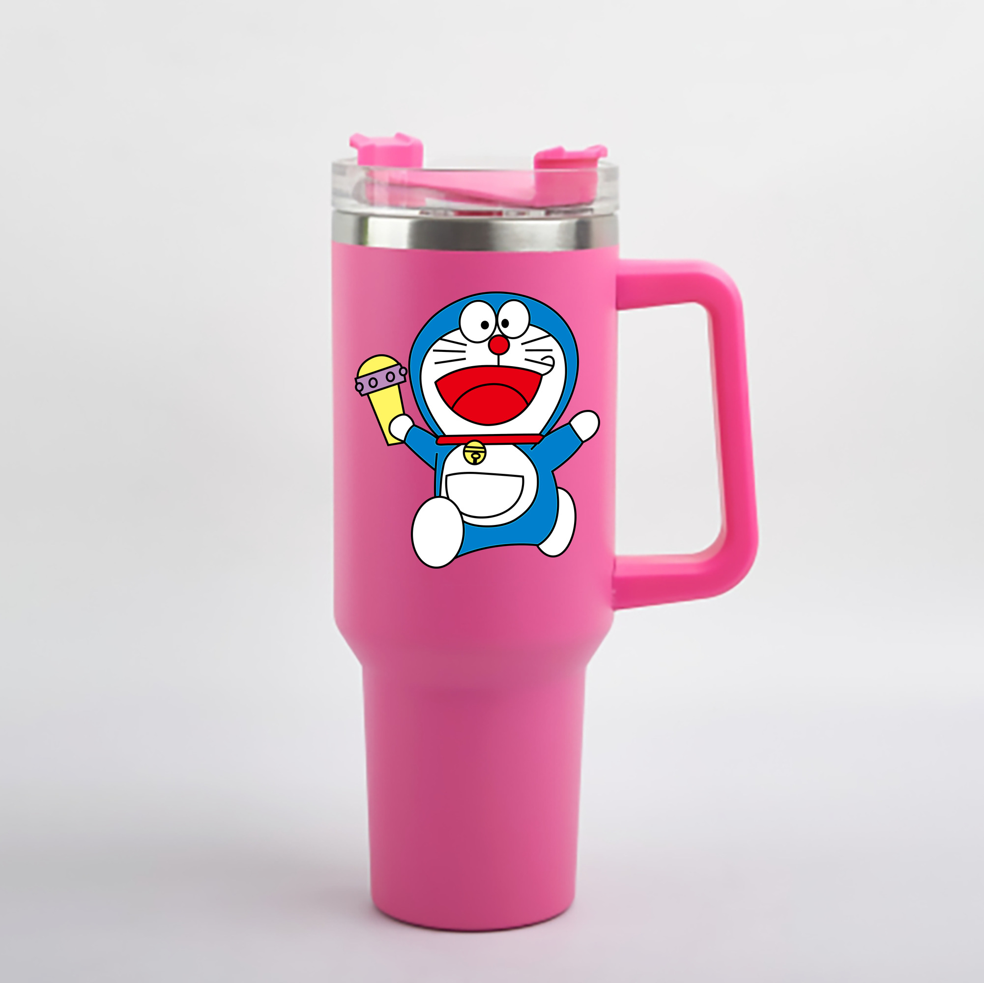 （画像用） ドラえもん Doraemon 1200mL車用タンブラー - クリスタルステッカー（プラスチックストロー付き）